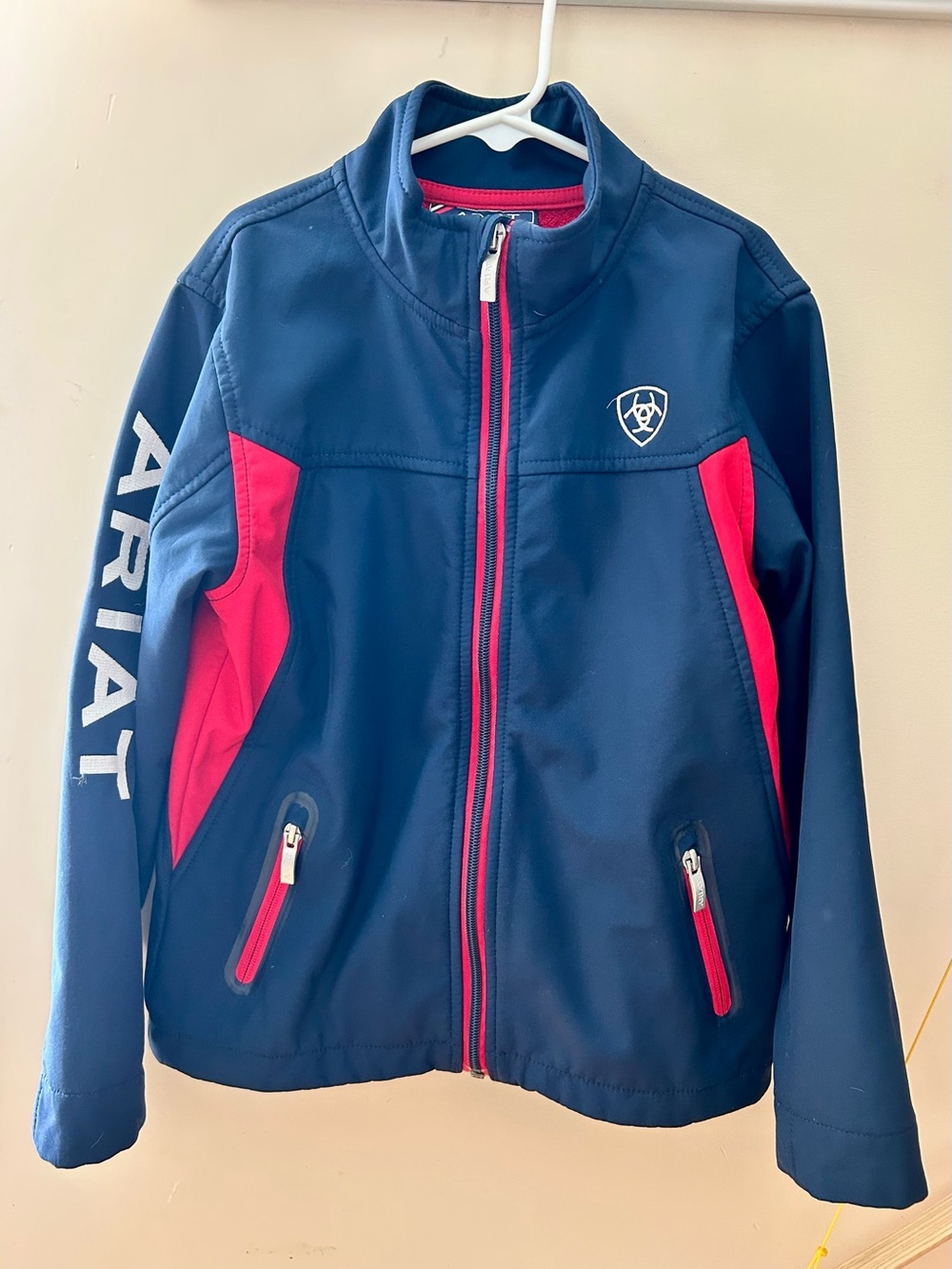 Ariat Kids Team Softshell Jacket - Navy and Red - Size Small